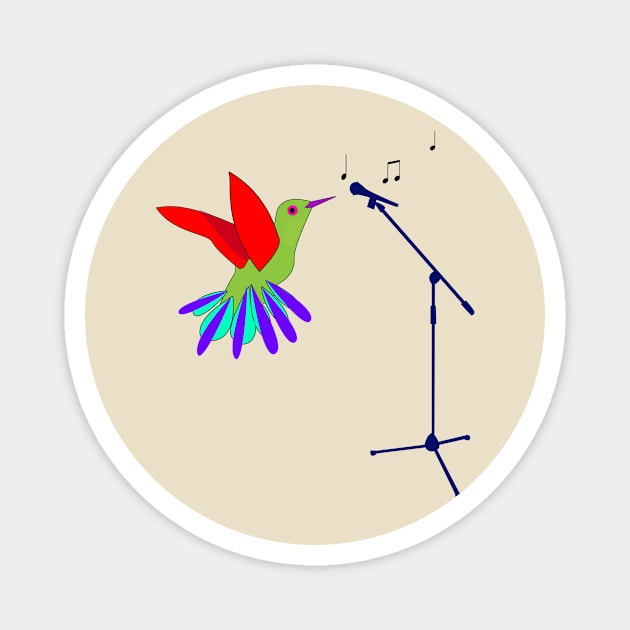 Colorful Bird and Microphone Magnet by momomoma